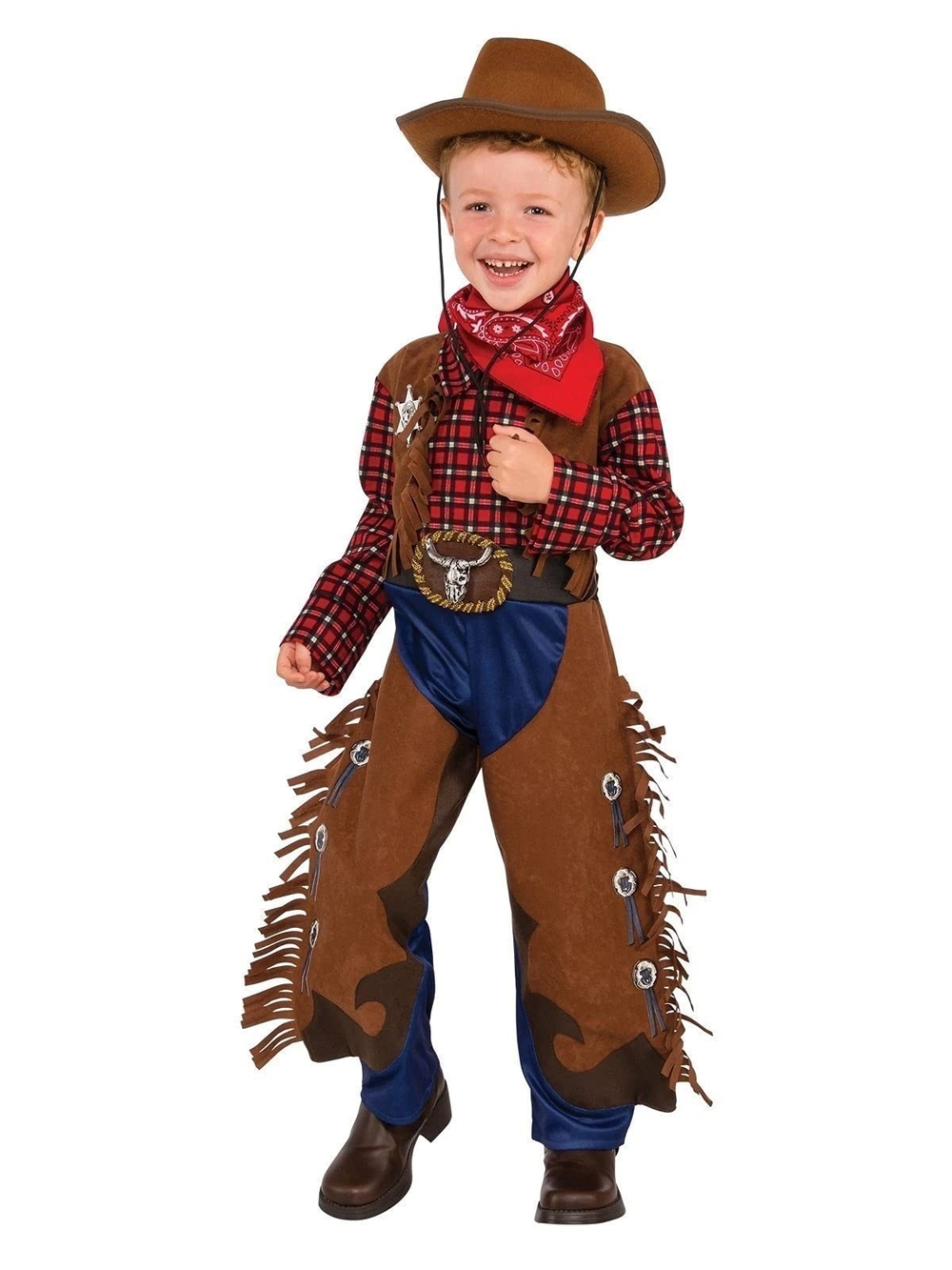 Classic Brown Cowboy Kids Costume with Red Bandana